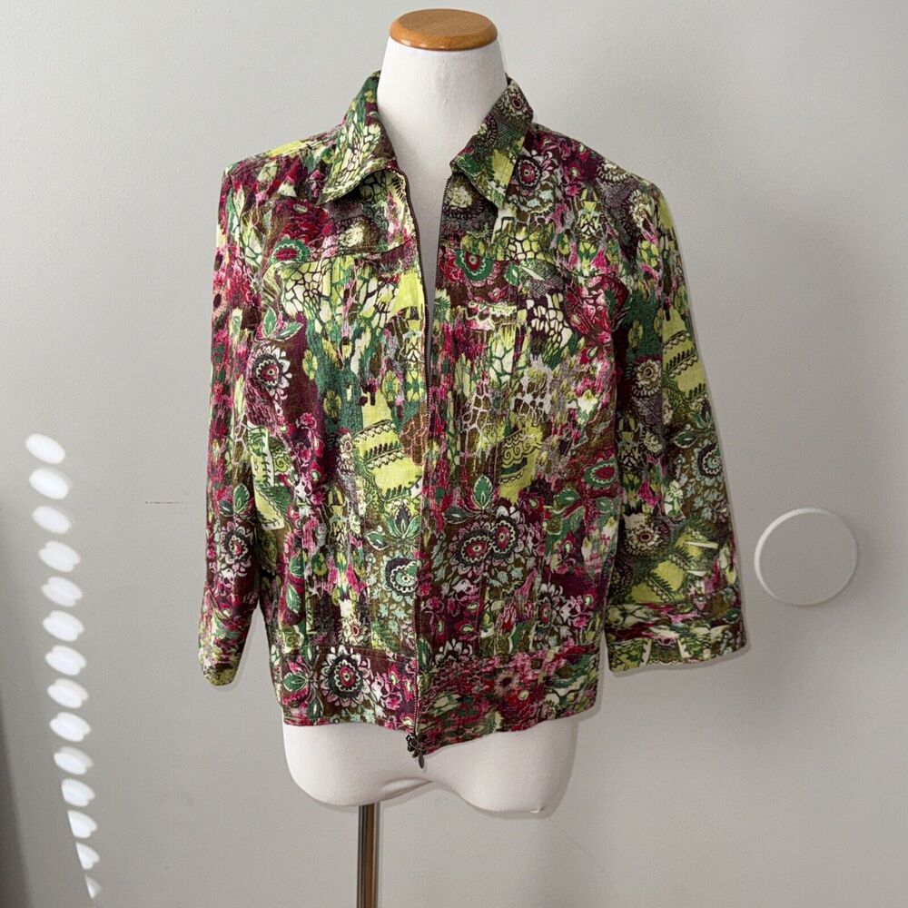 Christopher & Banks Large Lightweight Floral Paisley Jacket Blazer Boho Artsy